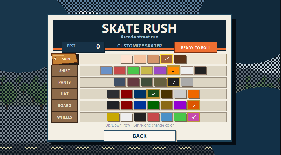 Skate Rush customization screenshot